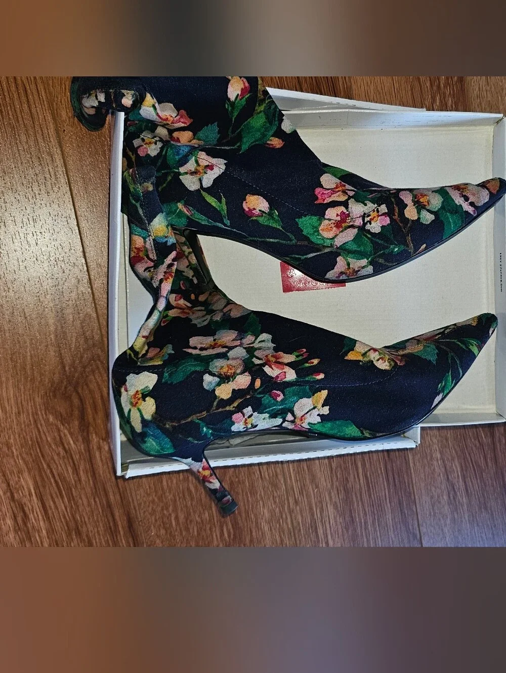 Topshop 'Bonbon' Floral Print Pointed Sock Booties